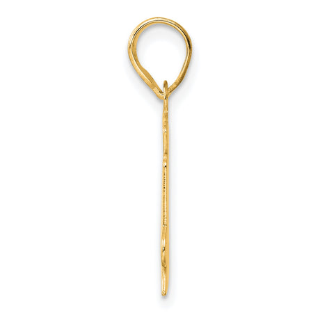 Polished Etched Number 24 Charm Pendant in Real 14k Yellow Gold