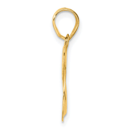 Polished Etched Number 25 Charm Pendant in Real 14k Yellow Gold