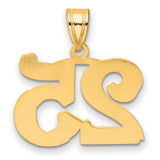 Polished Etched Number 25 Charm Pendant in Real 14k Yellow Gold