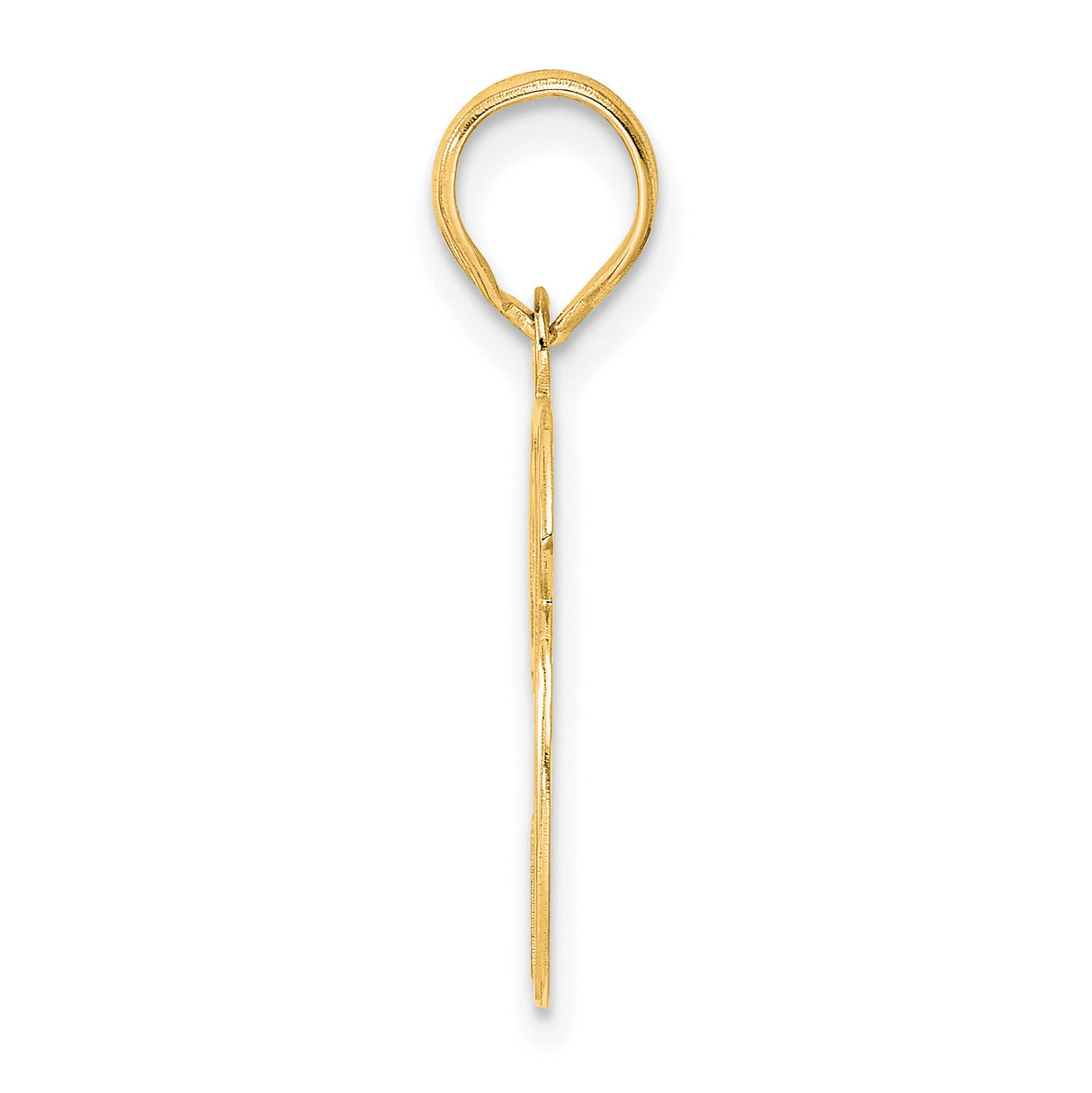 Polished Etched Number 26 Charm Pendant in Real 14k Yellow Gold