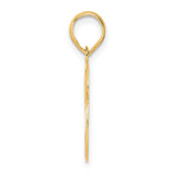 Polished Etched Number 26 Charm Pendant in Real 14k Yellow Gold