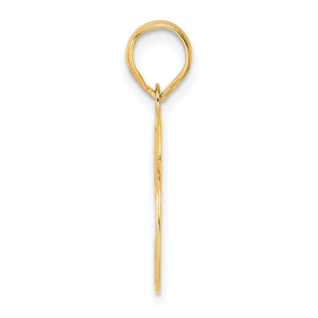 Polished Etched Number 26 Charm Pendant in Real 14k Yellow Gold