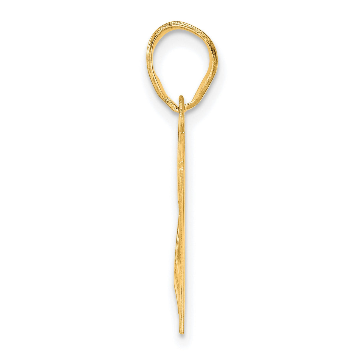 Polished Etched Number 27 Charm Pendant in Real 14k Yellow Gold