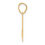 Polished Etched Number 27 Charm Pendant in Real 14k Yellow Gold