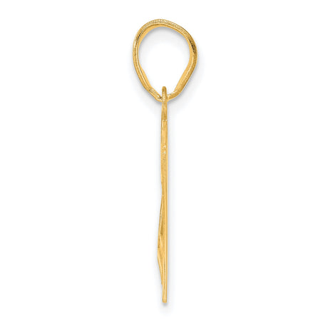 Polished Etched Number 27 Charm Pendant in Real 14k Yellow Gold