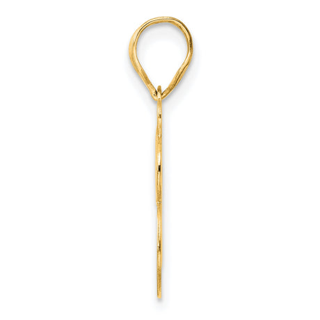 Polished Etched Number 28 Charm Pendant in Real 14k Yellow Gold