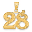 Polished Etched Number 28 Charm Pendant in Real 14k Yellow Gold