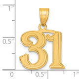 Polished Etched Number 31 Charm Pendant in Real 14k Yellow Gold