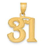 Polished Etched Number 31 Charm Pendant in Real 14k Yellow Gold