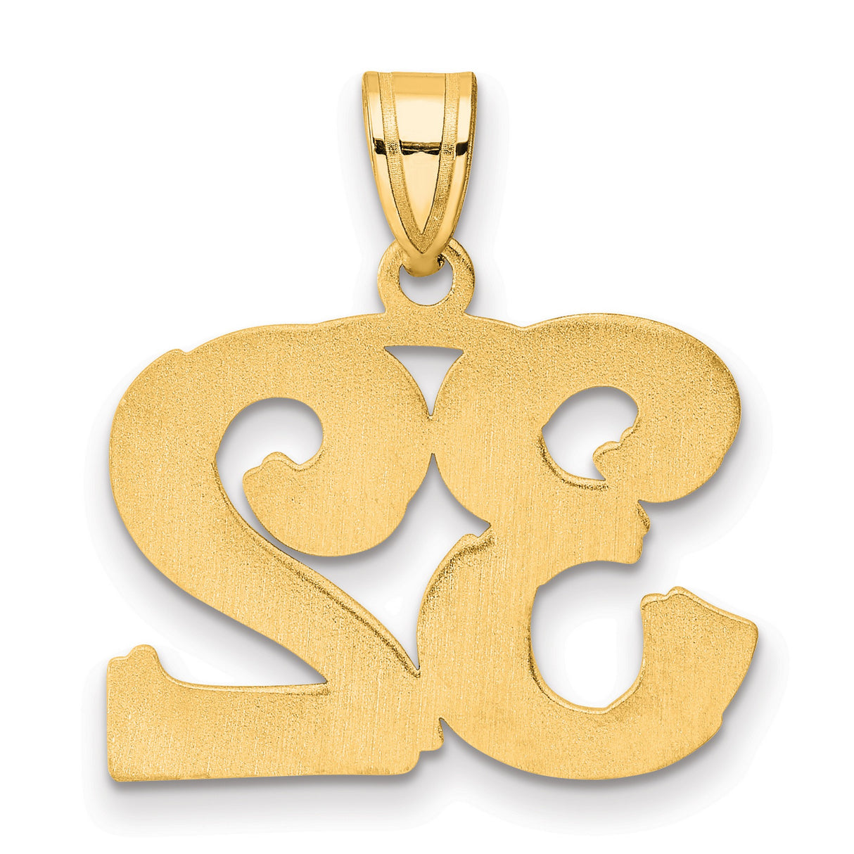 Polished Etched Number 32 Charm Pendant in Real 14k Yellow Gold