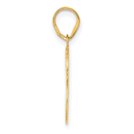 Polished Etched Number 33 Charm Pendant in Real 14k Yellow Gold