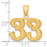 Polished Etched Number 33 Charm Pendant in Real 14k Yellow Gold