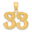 Polished Etched Number 33 Charm Pendant in Real 14k Yellow Gold