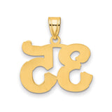 14k Yellow Gold Number 35 Pendant, Polished Vintage Style Numerals, Unisex Sports Charm