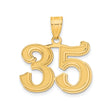 14k Yellow Gold Number 35 Pendant, Polished Vintage Style Numerals, Unisex Sports Charm
