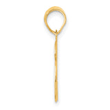 Polished Etched Number 36 Charm Pendant in Real 14k Yellow Gold