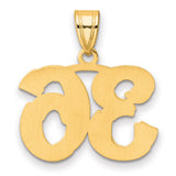 Polished Etched Number 36 Charm Pendant in Real 14k Yellow Gold