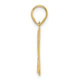 Polished Etched Number 37 Charm Pendant in Real 14k Yellow Gold