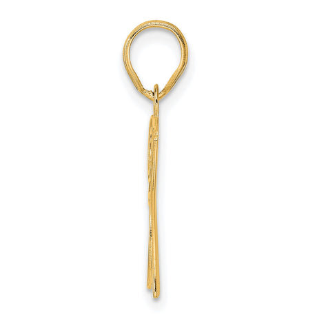 Polished Etched Number 37 Charm Pendant in Real 14k Yellow Gold