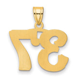 Polished Etched Number 37 Charm Pendant in Real 14k Yellow Gold
