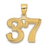 Polished Etched Number 37 Charm Pendant in Real 14k Yellow Gold