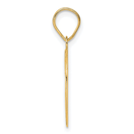 Polished Etched Number 39 Charm Pendant in Real 14k Yellow Gold