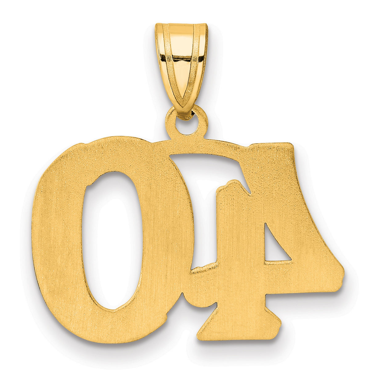 Polished Etched Number 40 Charm Pendant in Real 14k Yellow Gold