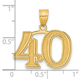 Polished Etched Number 40 Charm Pendant in Real 14k Yellow Gold