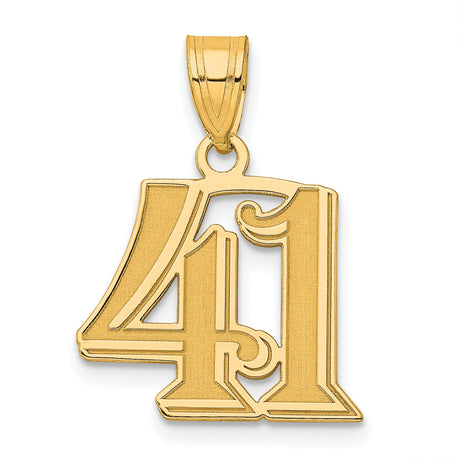 14k Yellow Gold Number 41 Pendant, Bold Font Milestone Charm for Men or Women