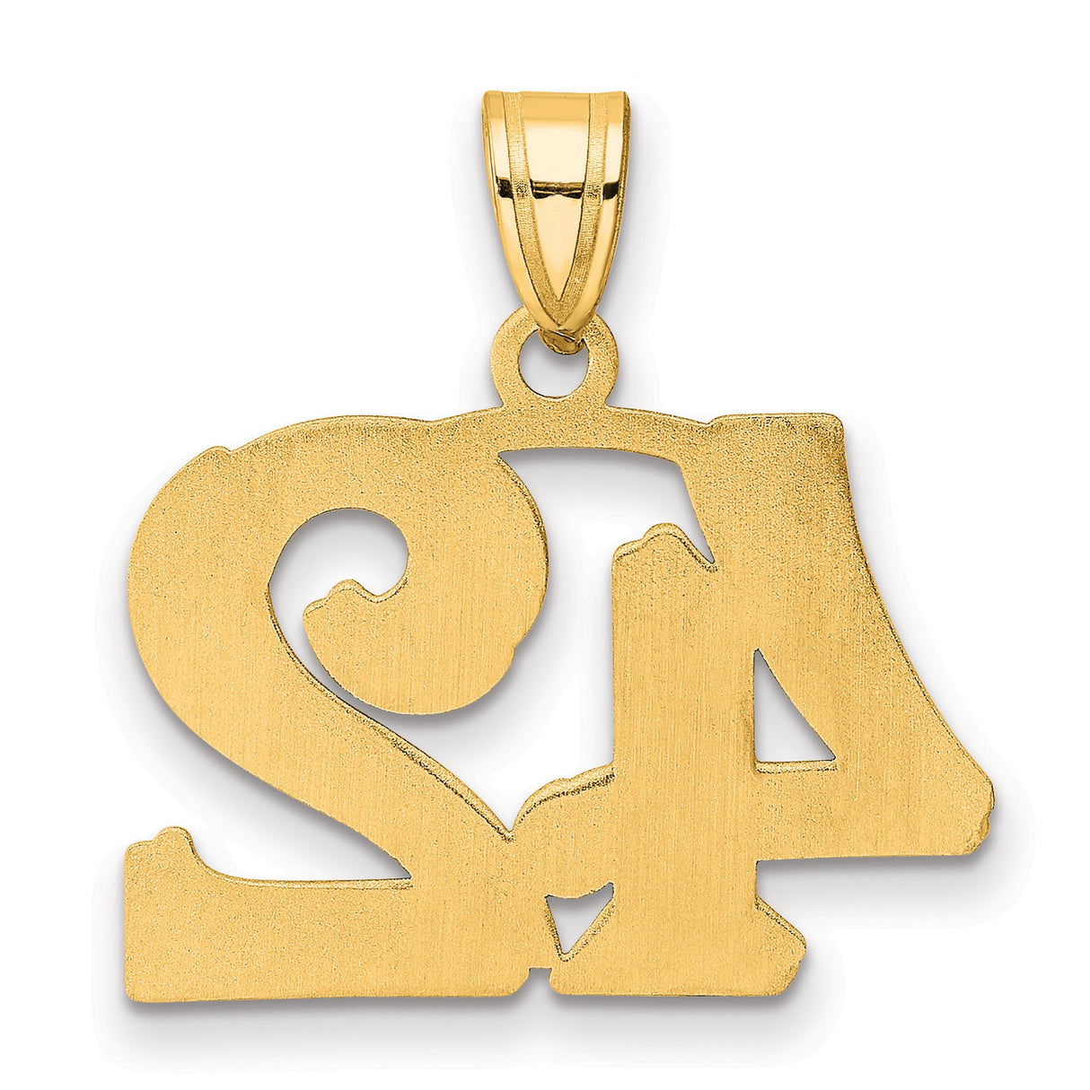 Polished Etched Number 42 Charm Pendant in Real 14k Yellow Gold