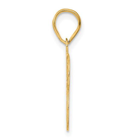 Polished Etched Number 43 Charm Pendant in Real 14k Yellow Gold