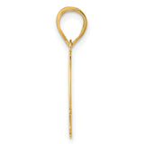 Polished Etched Number 44 Charm Pendant in Real 14k Yellow Gold