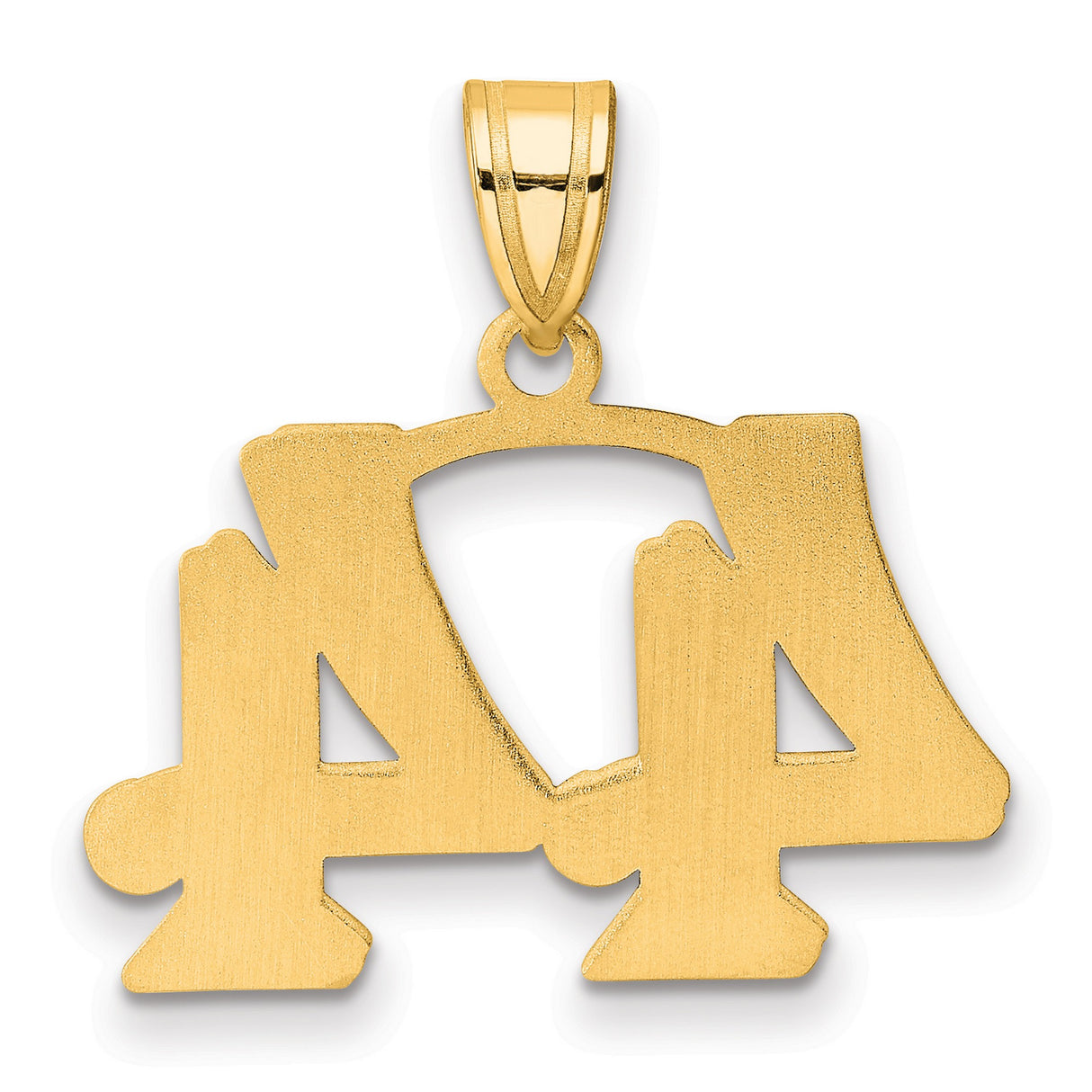 Polished Etched Number 44 Charm Pendant in Real 14k Yellow Gold