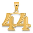 Polished Etched Number 44 Charm Pendant in Real 14k Yellow Gold