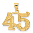 14k Yellow Gold Number 45 Pendant, Bold Etched Numerals with Textured Finish, Unisex Sports Charm