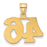 Polished Etched Number 46 Charm Pendant in Real 14k Yellow Gold
