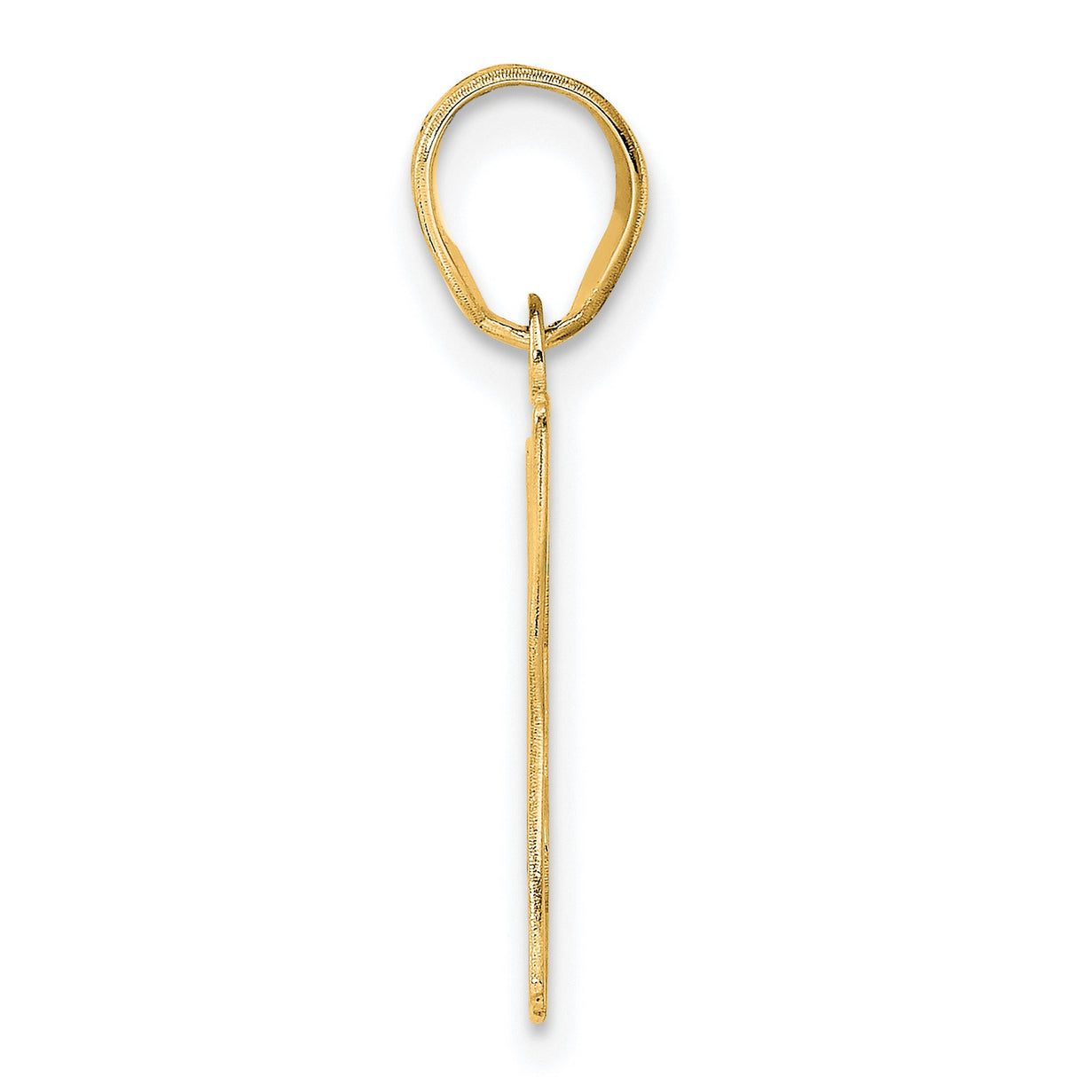 Polished Etched Number 47 Charm Pendant in Real 14k Yellow Gold