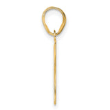 Polished Etched Number 47 Charm Pendant in Real 14k Yellow Gold