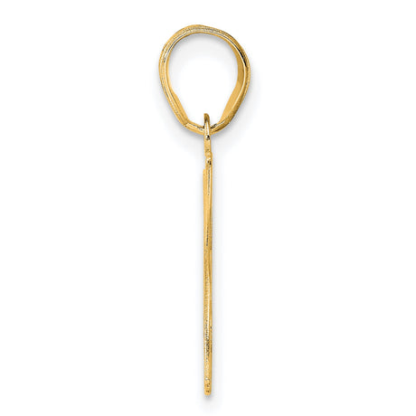 Polished Etched Number 47 Charm Pendant in Real 14k Yellow Gold