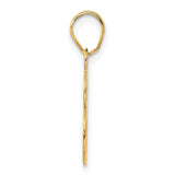 Polished Etched Number 48 Charm Pendant in Real 14k Yellow Gold