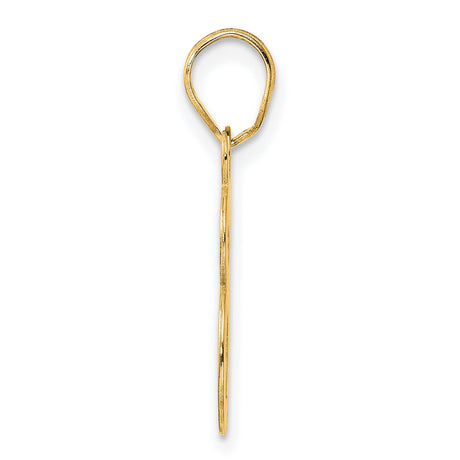 Polished Etched Number 48 Charm Pendant in Real 14k Yellow Gold