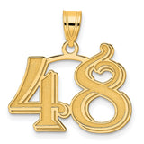 Polished Etched Number 48 Charm Pendant in Real 14k Yellow Gold