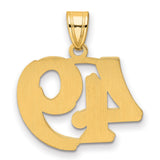 Polished Etched Number 49 Charm Pendant in Real 14k Yellow Gold