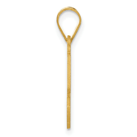 Polished Etched Number 50 Charm Pendant in Real 14k Yellow Gold