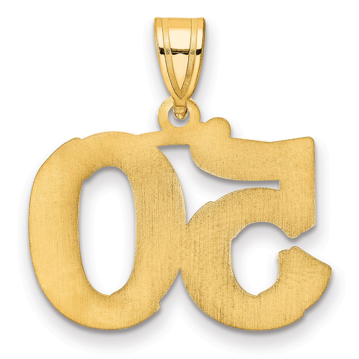Polished Etched Number 50 Charm Pendant in Real 14k Yellow Gold