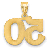 Polished Etched Number 50 Charm Pendant in Real 14k Yellow Gold
