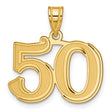 Polished Etched Number 50 Charm Pendant in Real 14k Yellow Gold