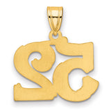 Polished Etched Number 52 Charm Pendant in Real 14k Yellow Gold