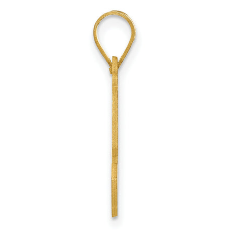 Polished Etched Number 53 Charm Pendant in Real 14k Yellow Gold