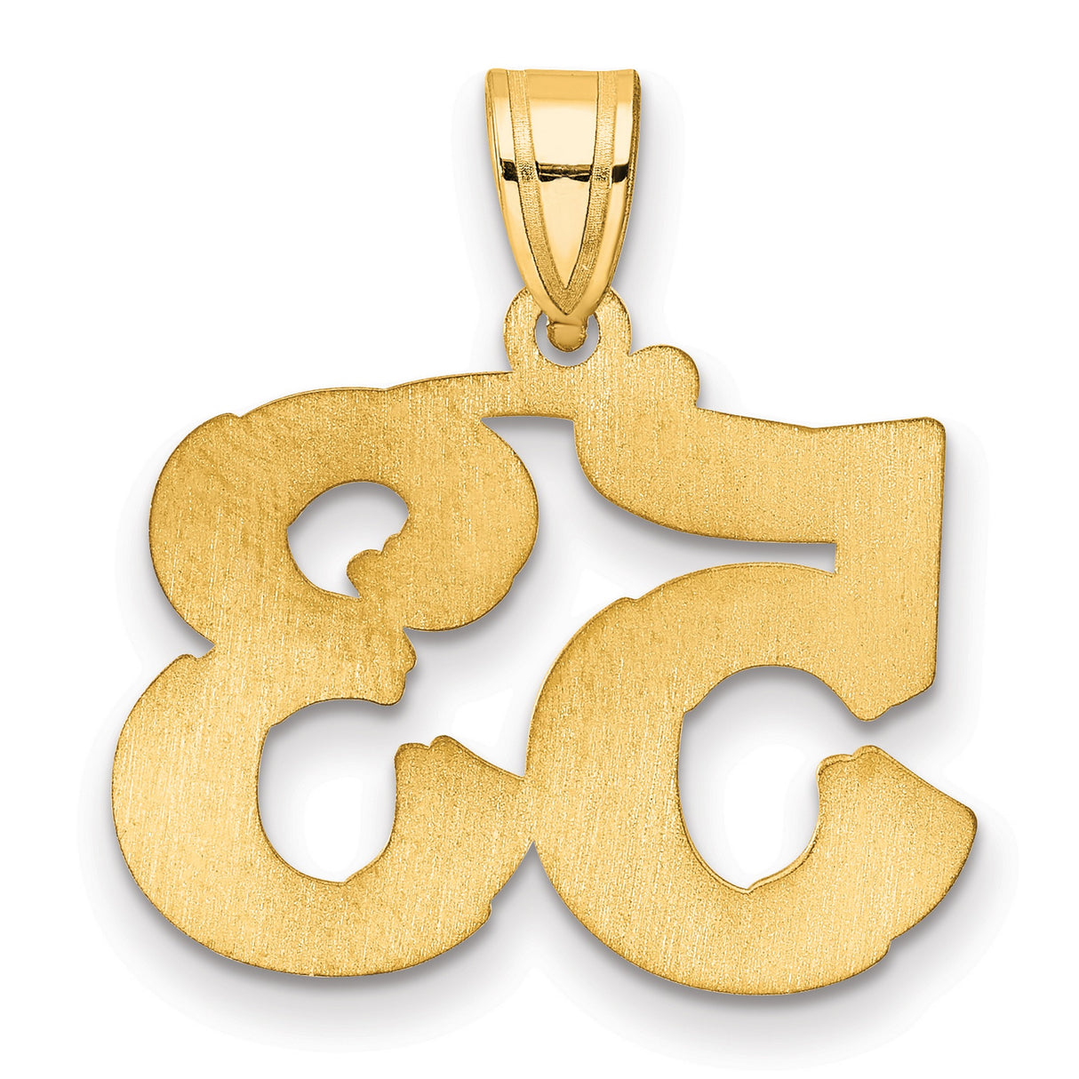Polished Etched Number 53 Charm Pendant in Real 14k Yellow Gold